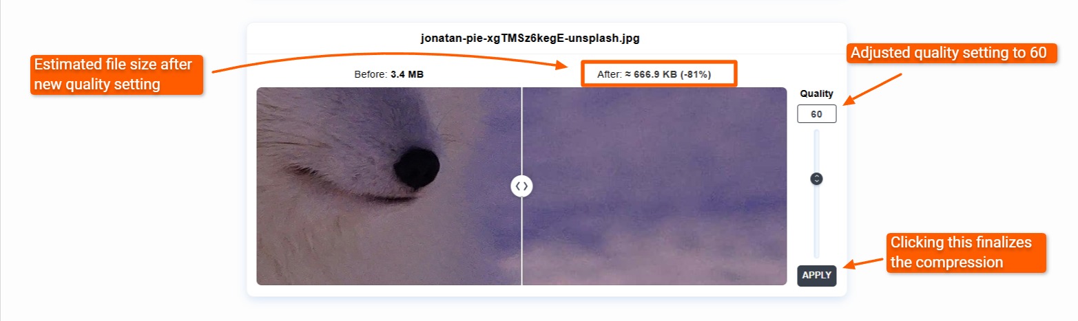 Adjusting JPEG quality and seeing estimated file size